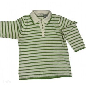 White‎ Stag Women's Sz Small  Green Striped Polo Sweater Preppy Pullover Top